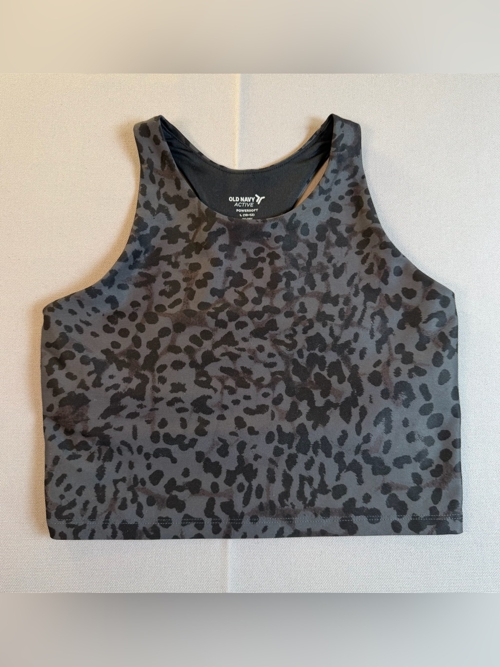 Old Navy Active Powersoft szL (10-12) Black&Gray Leopard Print Workout Bra Tank